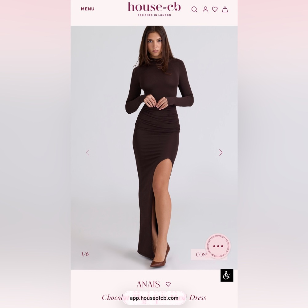 NEW House of CB Anais long dress in chocolate